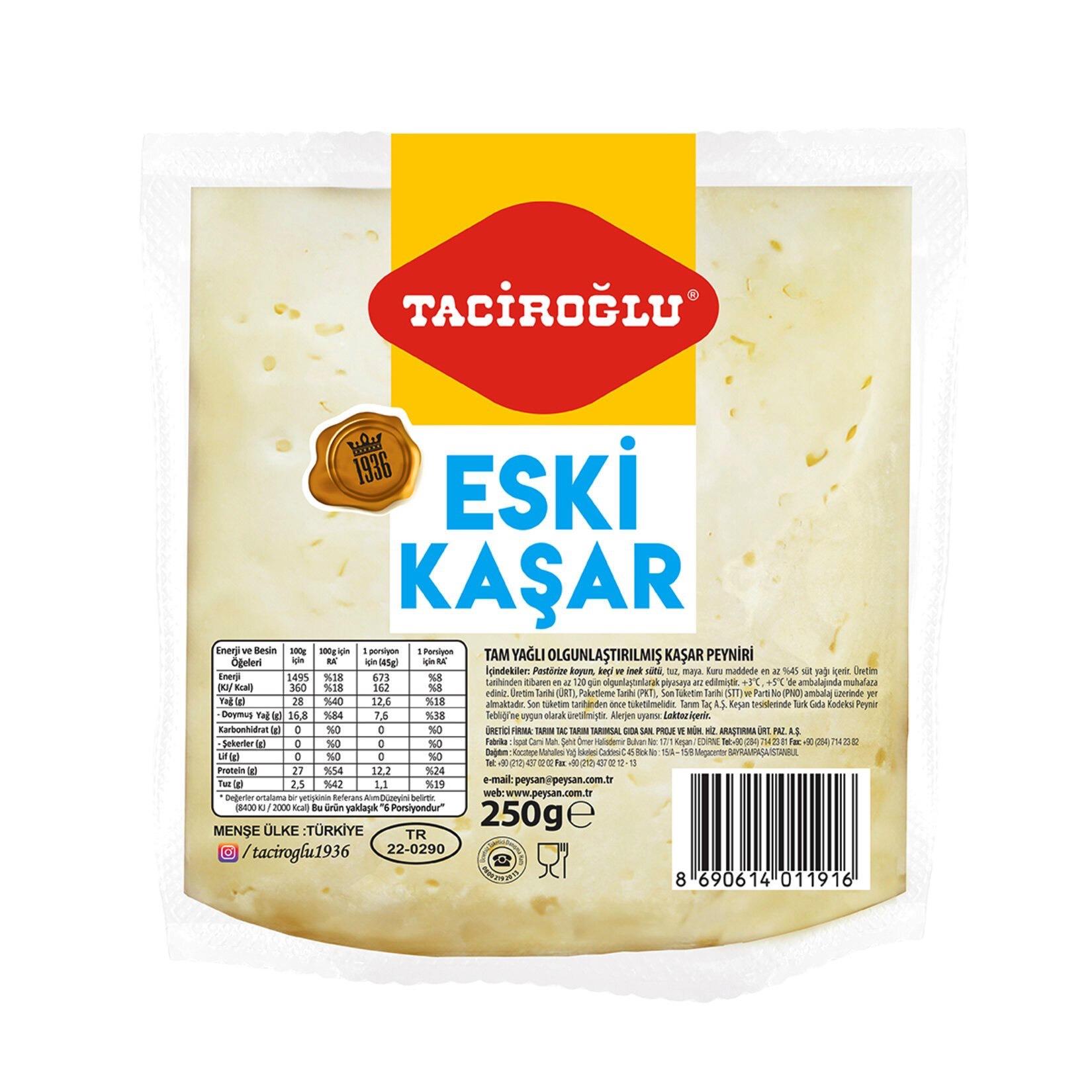 Taciroğlu Tam Yağlı Olgunlaştırılmış Eski Kaşar Peynir 250 G