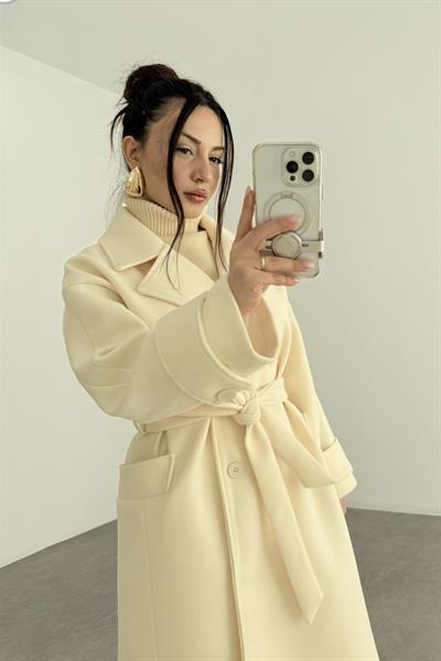 Angora Premium Klasik Ekru Kaban