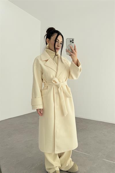 Angora Premium Klasik Ekru Kaban