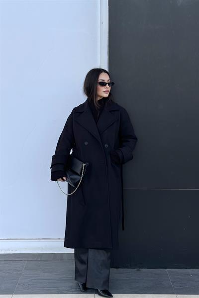 Angora Premium Klasik Siyah Kaban