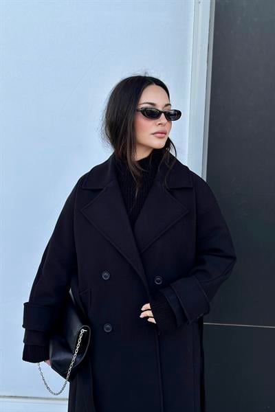 Angora Premium Klasik Siyah Kaban