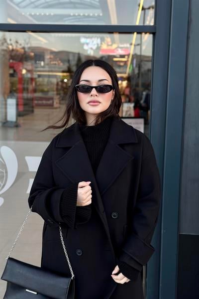 Angora Premium Klasik Siyah Kaban