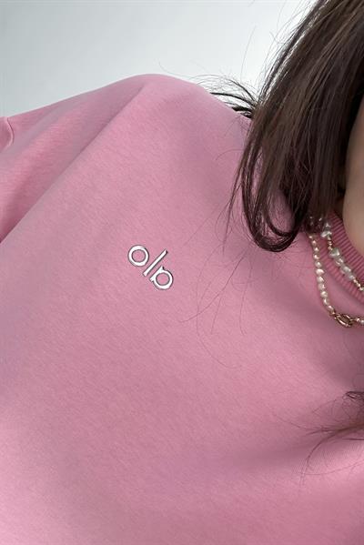 AO Logolu Pembe Oversize Sweat