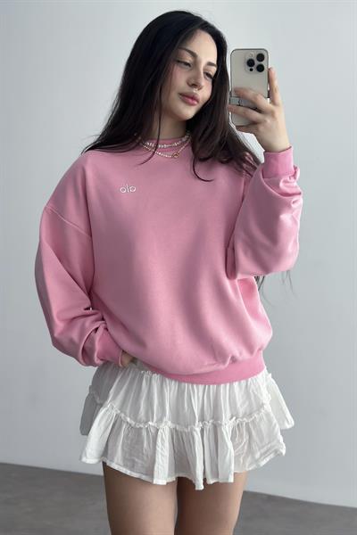 AO Logolu Pembe Oversize Sweat