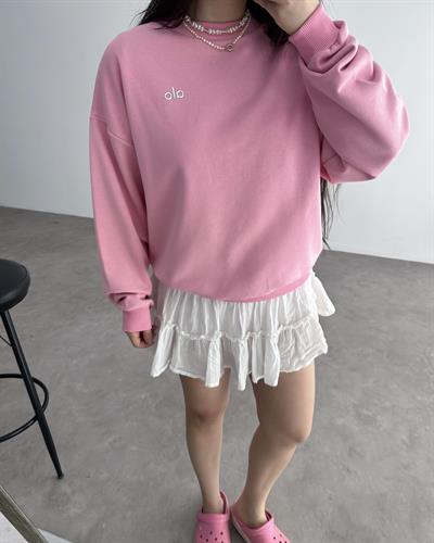 AO Logolu Pembe Oversize Sweat