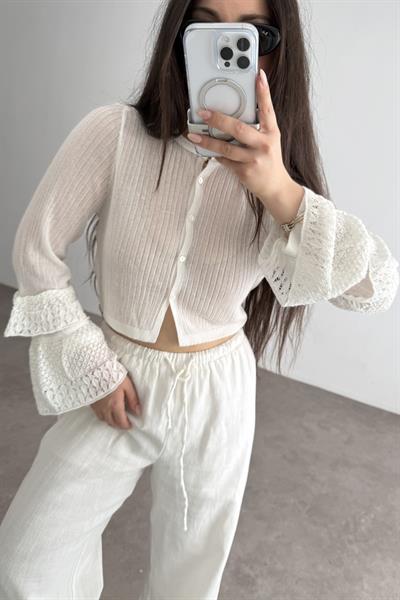 Asos Orijinal Kolları Dantel Detaylı Ekru Bluz