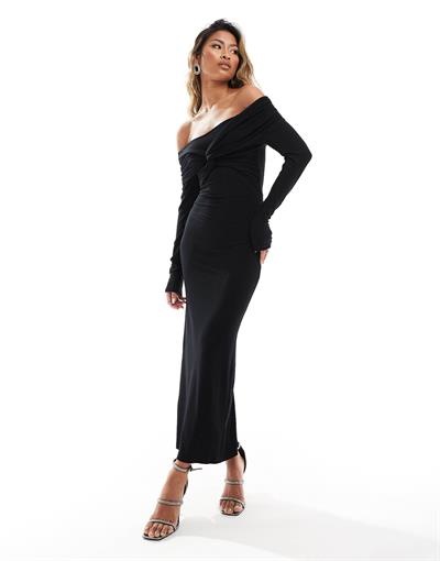 Asos Orj. Düğüm Detaylı Madonna Yaka Elbise