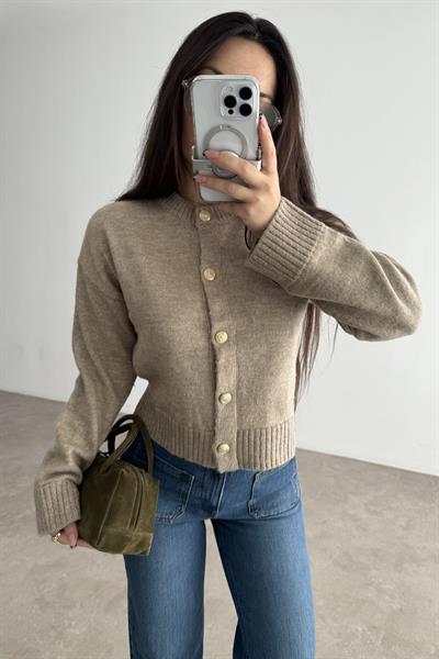 Asos Orj. Bej Yünlü Gold Düğmeli Hırka 