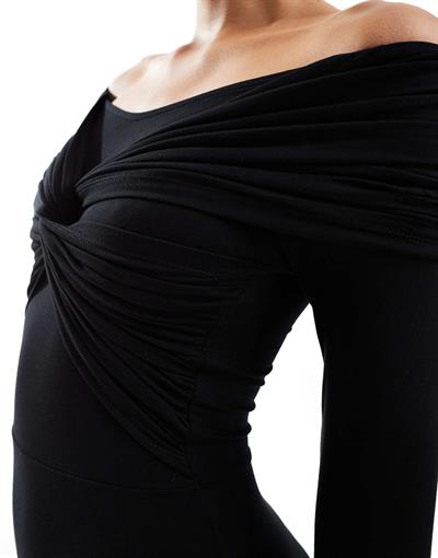 Asos Orj. Düğüm Detaylı Madonna Yaka Elbise