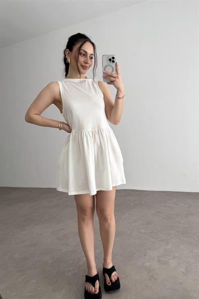 Asos Orj Pamuk Penye Beyaz Elbise