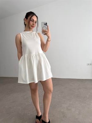 Asos Orj Pamuk Penye Beyaz Elbise