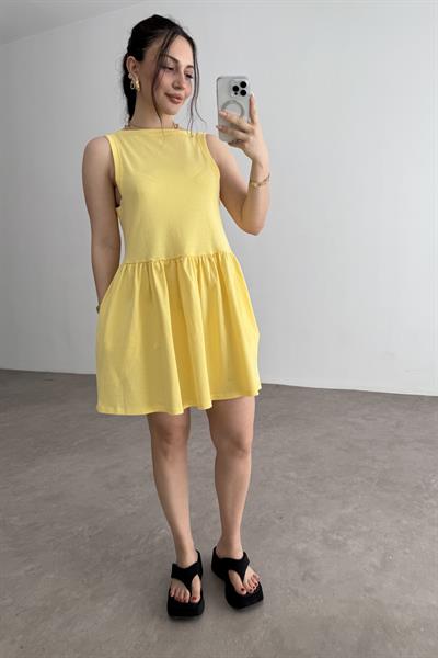 Asos Orj Pamuk Penye Sarı Elbise