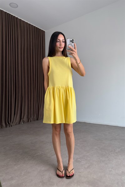 Asos Orj Pamuk Sarı Elbise