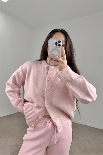 Ass Orijinal Düğmeli Premium Kalite Pembe Hırka
