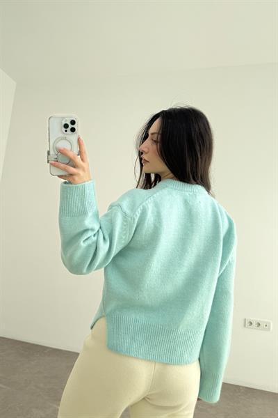 Ass Orijinal Düğmeli Premium Kalite Su Yeşili Hırka