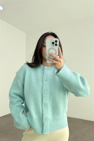 Ass Orijinal Düğmeli Premium Kalite Su Yeşili Hırka