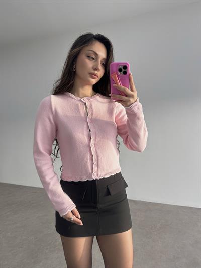 Orj. Pembe Dantel Modelli Hırka