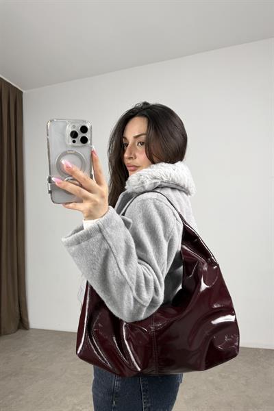 Yakası Kürklü Kaşe Gri Ceket