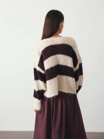 Bağlamalı Kahve Çizgili Orijinal Marka Hırka