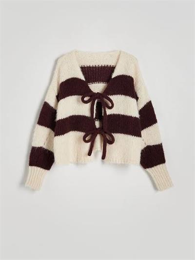 Bağlamalı Kahve Çizgili Orijinal Marka Hırka