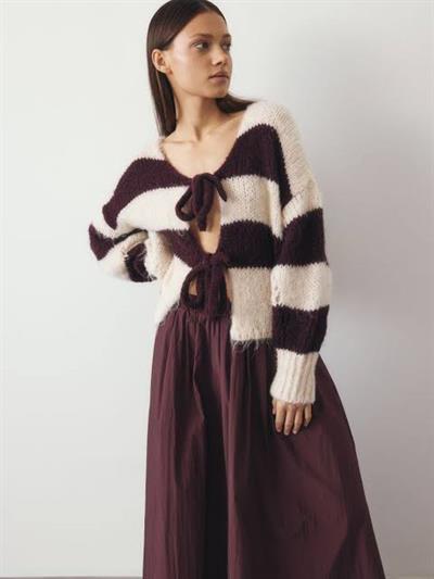 Bağlamalı Kahve Çizgili Orijinal Marka Hırka