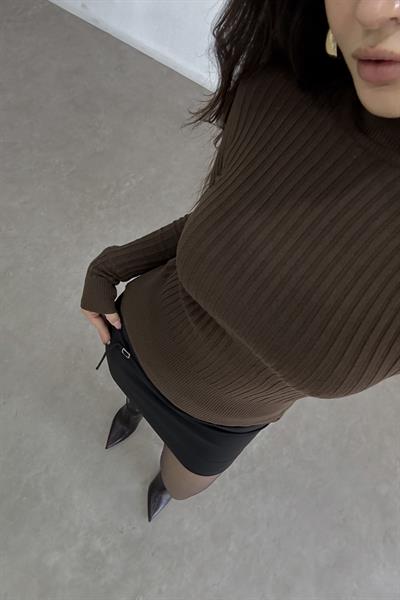 Balıkçı Yaka Poliamid Basic Acı Kahve Body