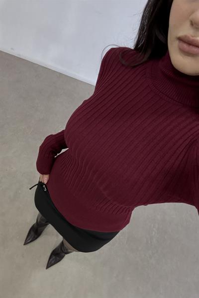 Balıkçı Yaka Poliamid Basic Bordo Body