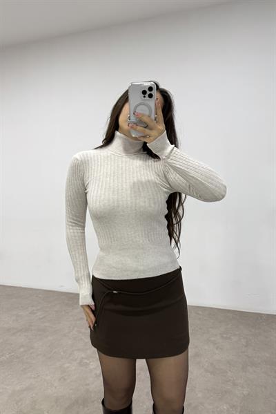 Balıkçı Yaka Poliamid Basic Ekru Body