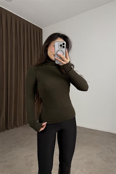 Balıkçı Yaka Poliamid Basic Haki Body