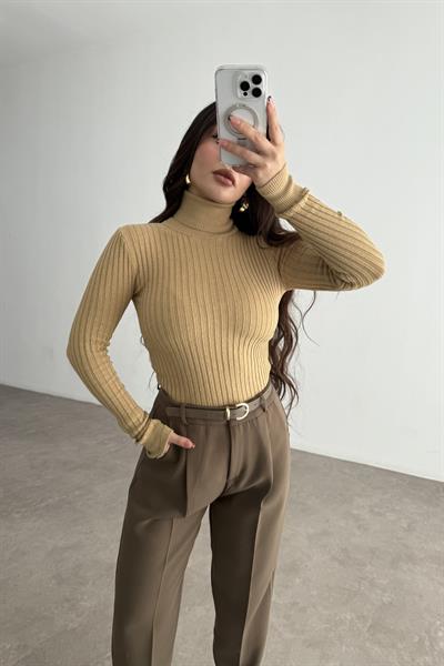 Balıkçı Yaka Poliamid Basic Hardal Body