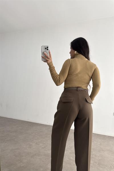 Balıkçı Yaka Poliamid Basic Hardal Body