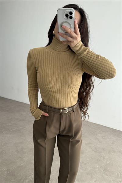 Balıkçı Yaka Poliamid Basic Hardal Body