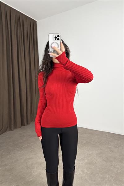 Balıkçı Yaka Poliamid Basic Kırmızı Body