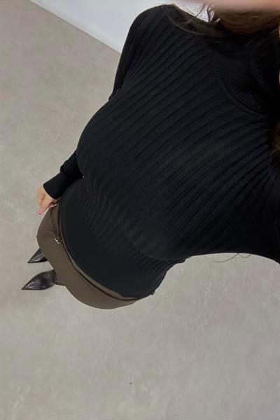 Balıkçı Yaka Poliamid Basic Siyah Body