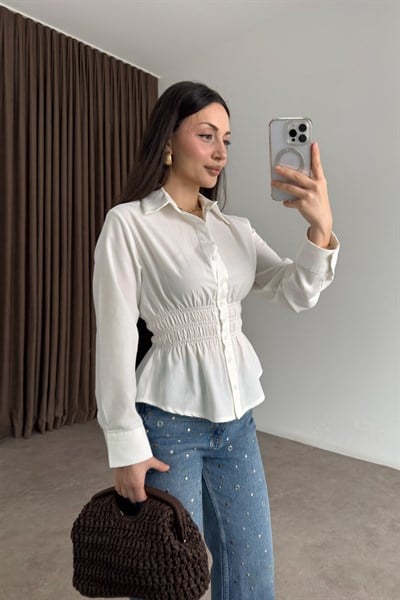 Beli Gipeli Ekru Gömlek