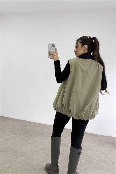 Bomber Yakalı Tensel İçi Kürklü Çağla Yelek