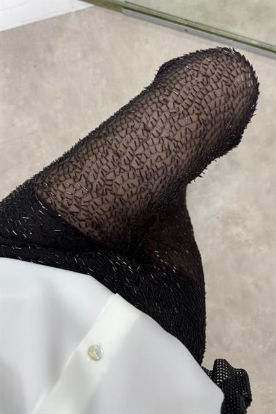 Boncuk İşlemeli Şort Astarlı Pantolon 