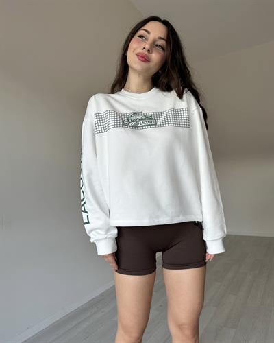 Büzgülü Beyaz Sweatshirt