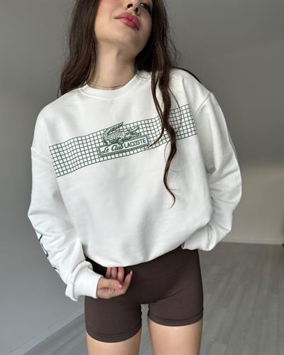 Büzgülü Beyaz Sweatshirt