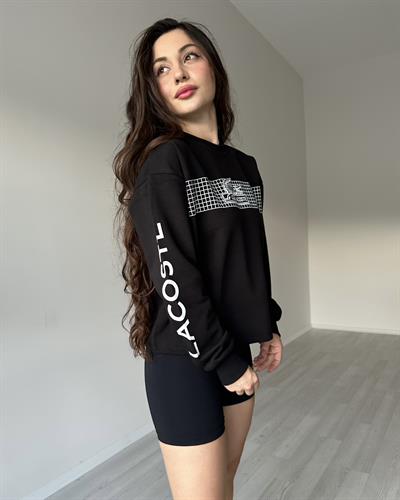 Büzgülü Siyah Sweatshirt