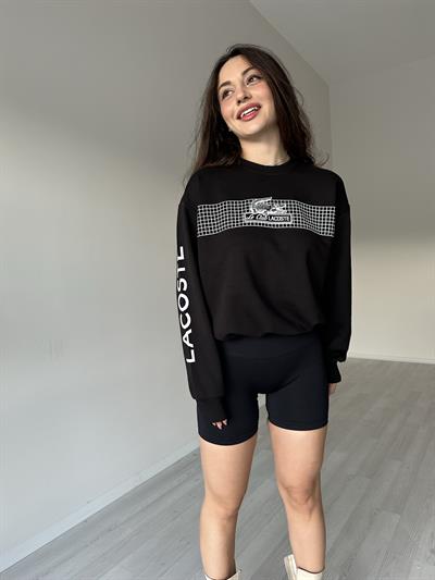 Büzgülü Siyah Sweatshirt