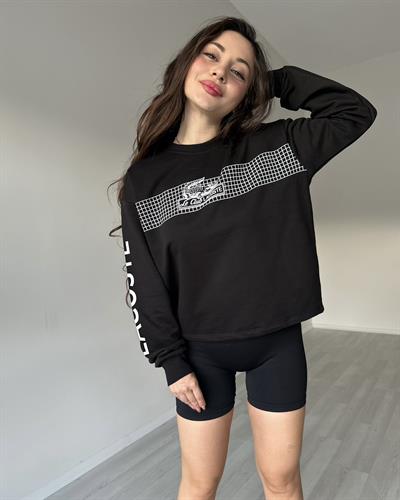 Büzgülü Siyah Sweatshirt