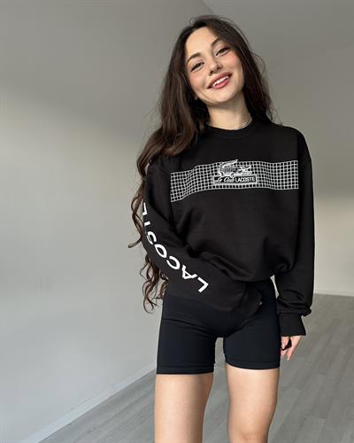 Büzgülü Siyah Sweatshirt