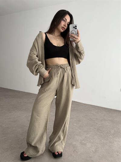 Bymn Clup Müslin Kumaş Gömlek Takım Soft Yeşil 