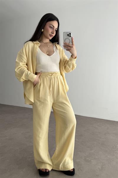 Bymn Clup Müslin Kumaş Gömlek Takım Yellow