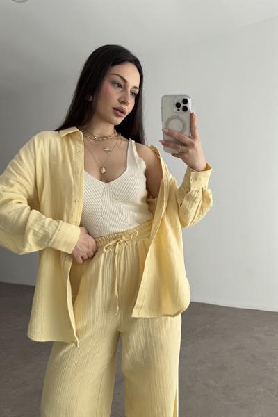 Bymn Clup Müslin Kumaş Gömlek Takım Yellow