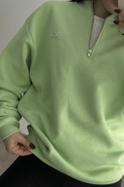 BYMN Neon Yeşil Yarım Fermuarlı Sweatshirt