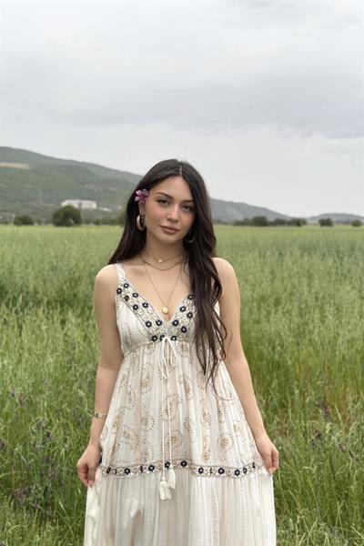 Calista Premium Çiçek işlemeli Elbise