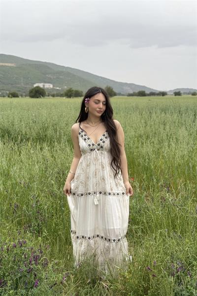 Calista Premium Çiçek işlemeli Elbise