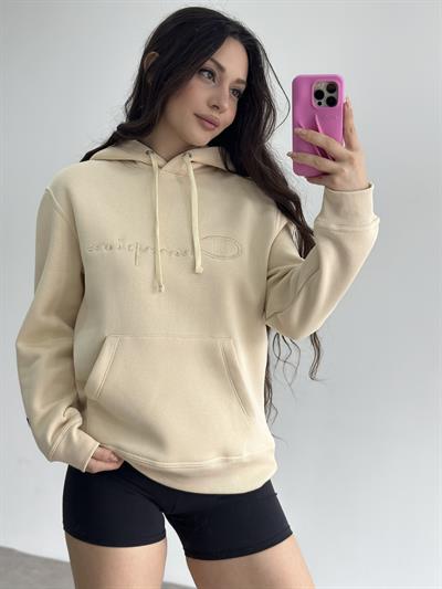 Chmp Kapşonlu Şardonlu Sweatshirt Bej